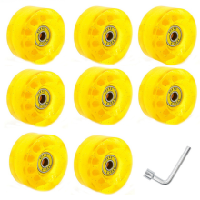 8-delige 32 X 58 mm 82A rolschaatsen met lagers, voor binnen- of buitengebruik, sleutelwielverwijderaar geel