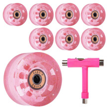 8-pack 32X58mm, 82A Quad Roller Skate-wielen met lager geïnstalleerd voor dubbele rij skaten, roze