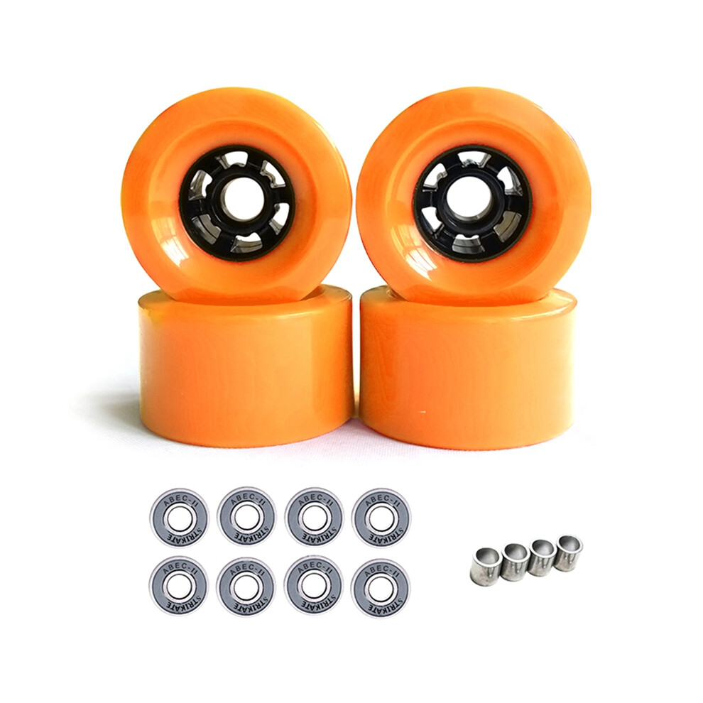Lot de 4 roues de skateboard Pro 78A 90 mm x 52 mm pour longboard et cruiser, grandes roues souples, orange