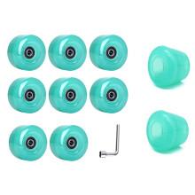 Roller Skate Wielen met Lagers en Teenstoppers, voor Dubbele Rij Skaten, Quad Skates Skateboard, 32X58mm 82A, Groen