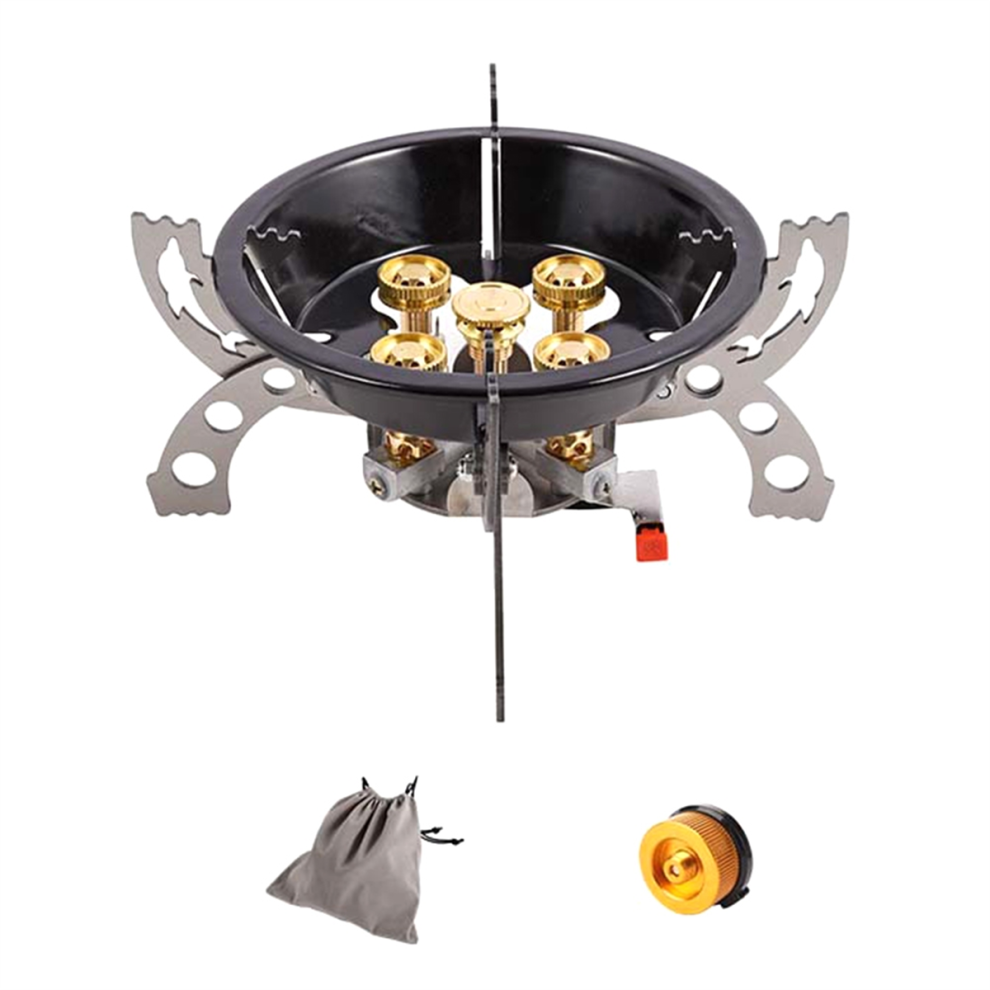 Réchaud de camping barbecue extérieur portable coupe-vent en acier inoxydable pliable