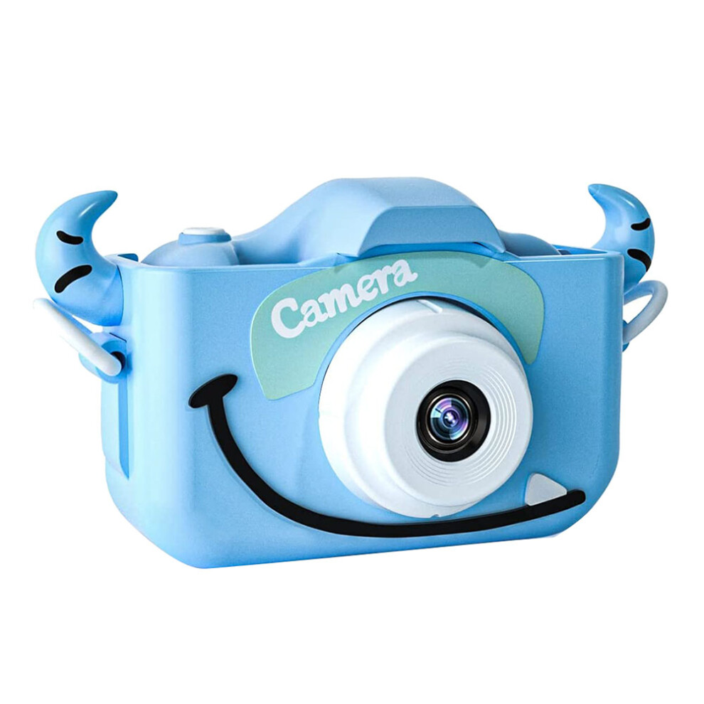Jouets pour garçons et filles de 3 à 12 ans, appareil photo numérique HD 1080P pour tout-petits, caméra selfie, carte SD 32 Go, bleu