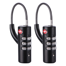 2Pack Douane Bagage Slot Inklaring Trolley Koffer Rugzak Wachtwoord Hangslot met Stalen Kabel voor