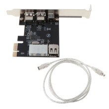 Pci-E 1X 1394 3-poorts FireWire-kaart DV HD-video-opname met 1394A 6-pins naar 4 IEEE1394A-interface voor desktop