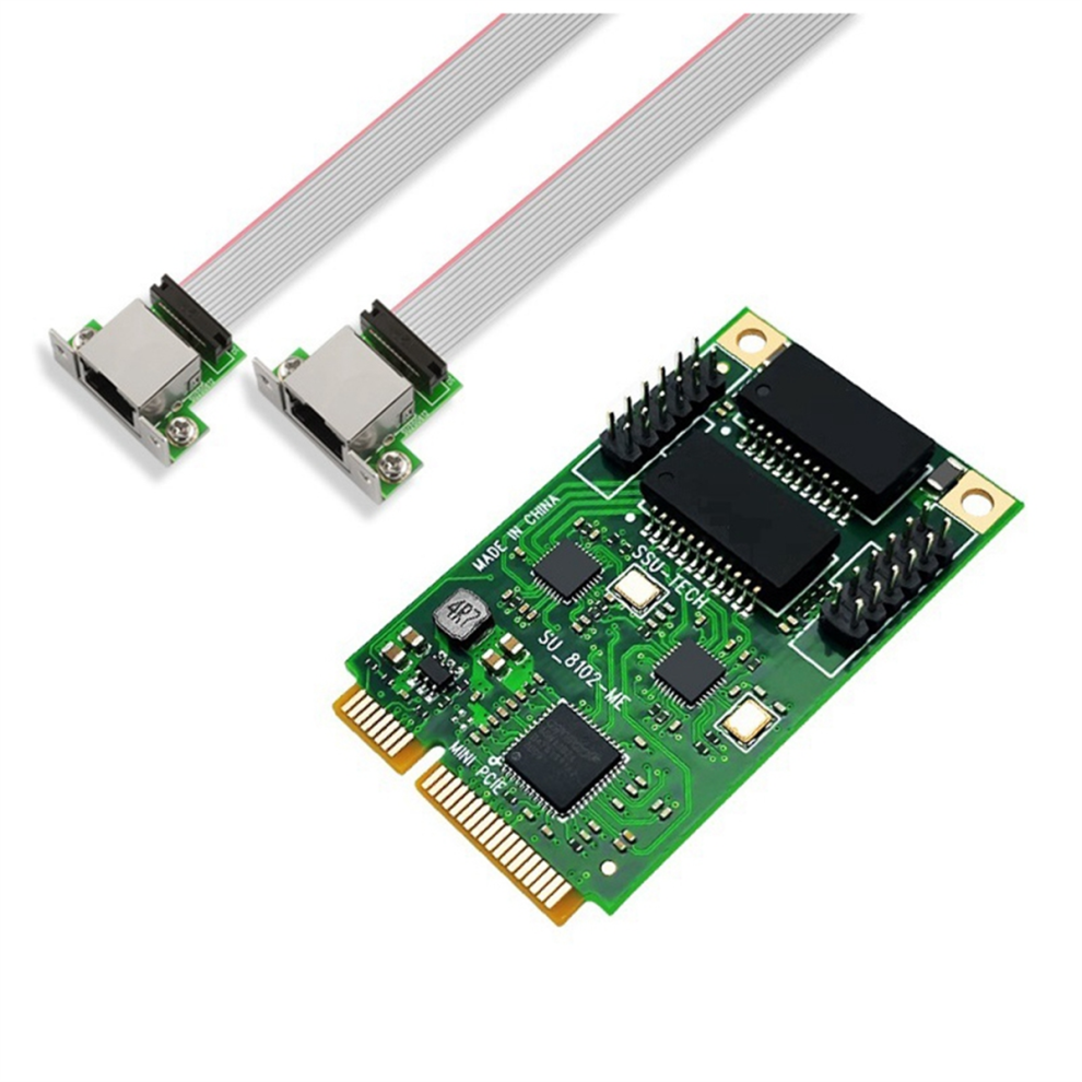 Llhappy-Mini Pci-E To 2Port Network Card 1000Mbps Gigabit Ethernet 10/100/1000M Rj45 Lan Adapter For Computer Pc 4851087639135