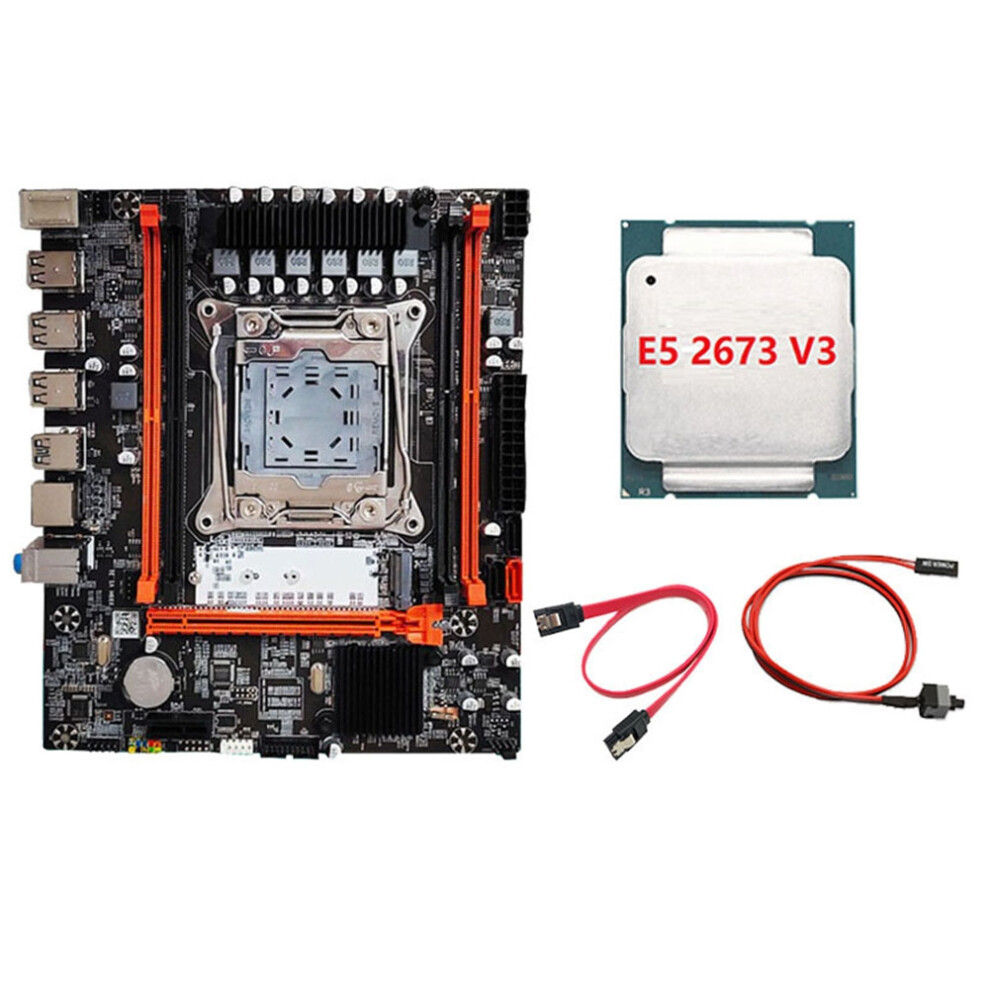 Photos - Other Components LLhappy-X99H Motherboard Kit with E5 2673 V3 CPU+Switch Cable+SATA Cable LGA2011-V3 DDR3X4 RAM M.2 NVME PCI-E 3.0 X16 SATA3.