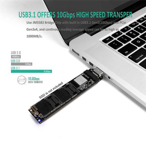 M.2 Solid-State Drive Protokol NVME na kartu adaptéra USB 3.1 SSD TYPE-C In-Line Expansion 2