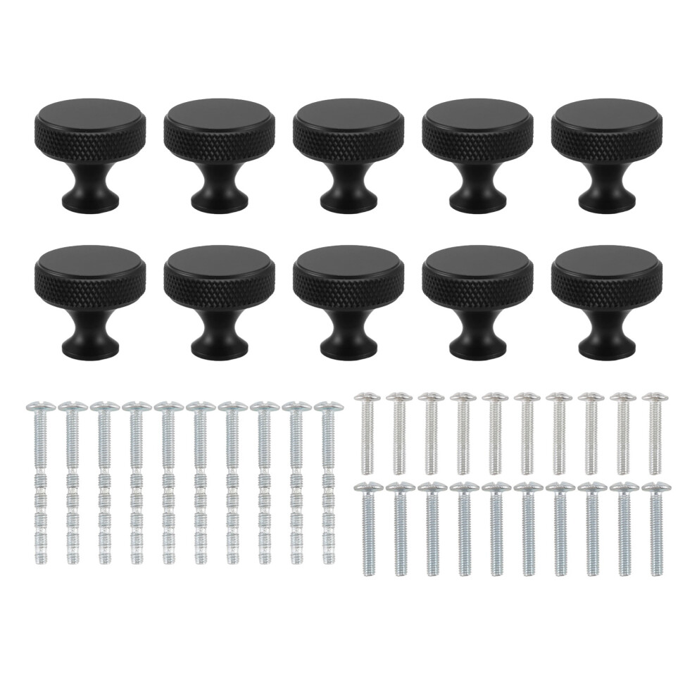 Llhappy-10Pack Kitchen Cabinet Knobs Knurled Dresser Hardware Aluminum For Drawers Black 4851087630095
