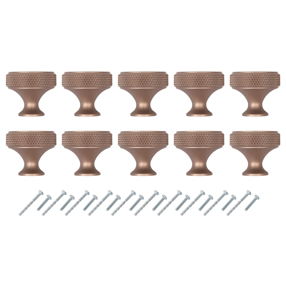 Llhappy-10Pack Kitchen Cabinet Knobs Knurled Dresser Hardware Aluminum For Drawers Copper Color 4851087630057