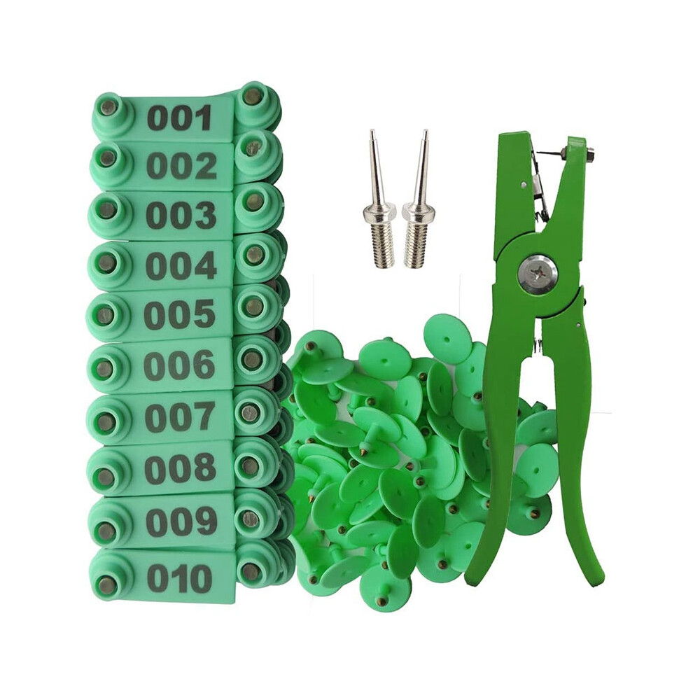 Pince pour étiquettes d'oreille Applicateur de marqueurs pour moutons 001-100 Étiquettes pour kit d'identification de chèvre Tagger - Vert