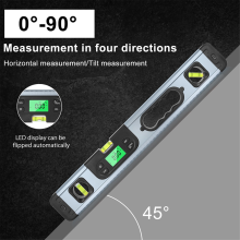 Digitale gradenboog Inclinometer Niveaumeter Goniometer Meet 90 graden Meter Display Zwart