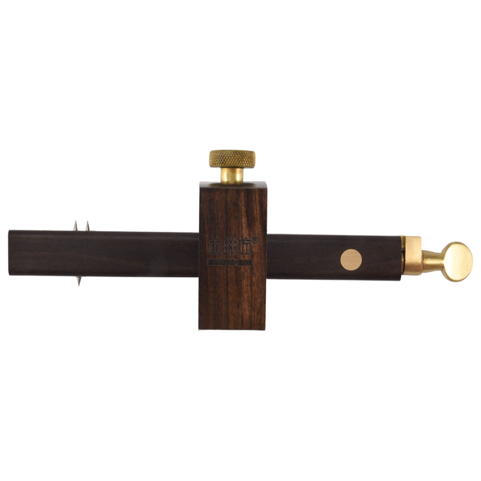 Llhappy-Mortise Gauge, Woodworking Scriber Marking Tool 6.4In Ebony Square Brass Screw Type Sliding Mark Scraper 4851281176306