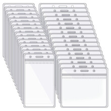 100 stuks ID-kaart naambadgehouder doorzichtige plastic houders transparante hoes waterdicht