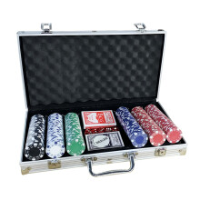 300PCS súprava pokerových žetónov pre holdem, blackjack, hazardné hry s tlačidlami na karty a kasínové žetóny v štýle kocky