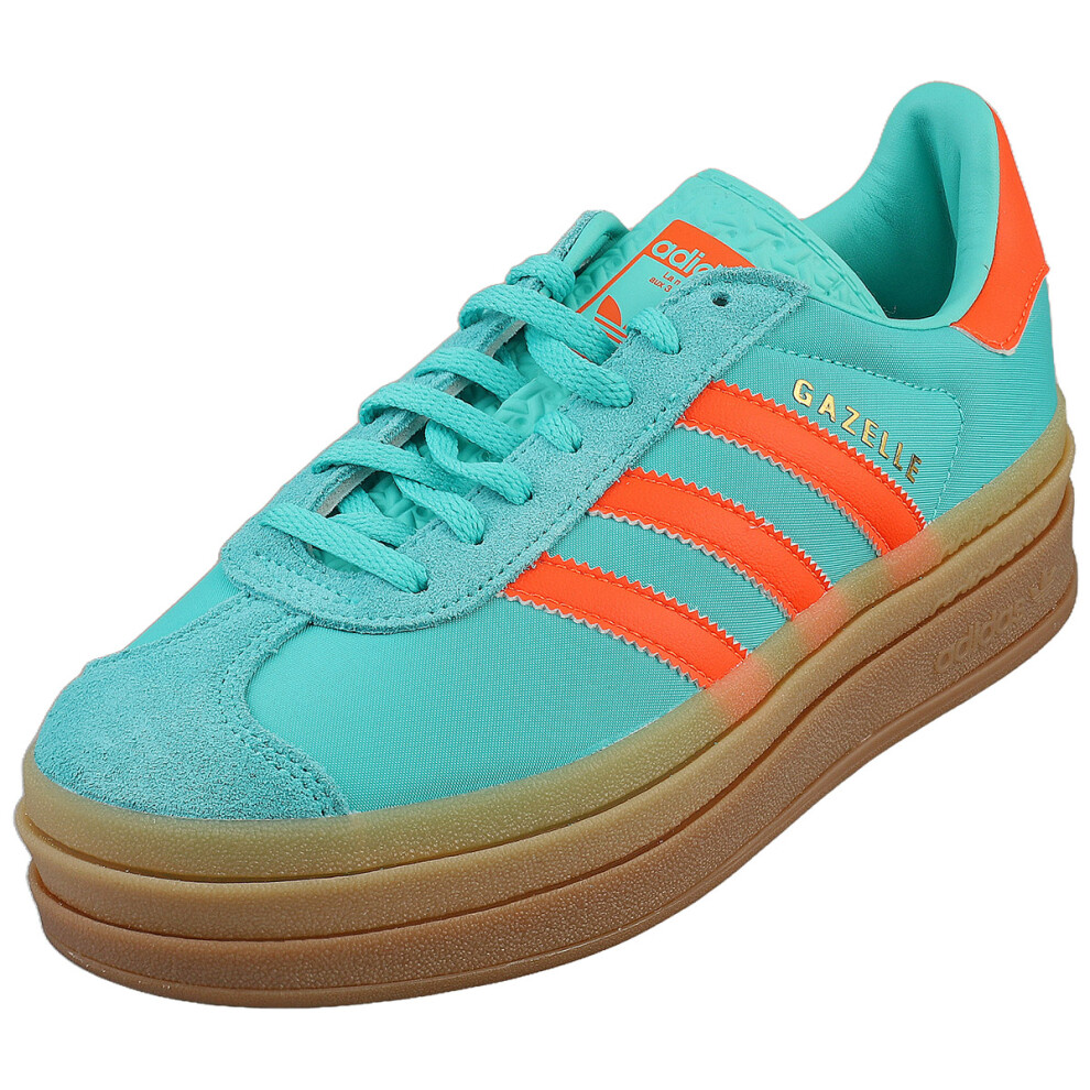 Adidas (3.5) Gazelle Bold Womens Fashion Trainers In Green Orange Green,Orange