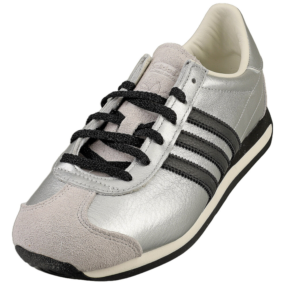 (4.5) Adidas Country Og Womens Fashion Trainers In Silver Black