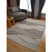 (160cm x 220cm, Beige) Large Small Living Room Rug Wave Design Hallway Runner