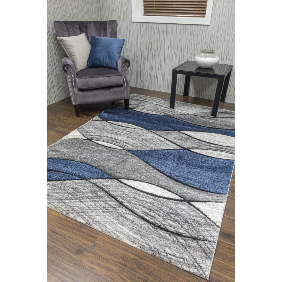 (240cm x 330cm, Navy) Large Small Living Room Rug Wave Design Hallway Runner-image-OPC-PFWSYNW-NEW