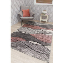 (120cm x 170cm, Pink) Large Small Living Room Rug Wave Design Hallway Runner