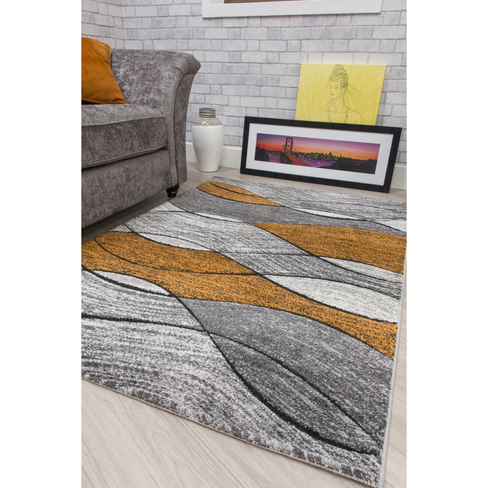 (120cm x 170cm, Pumpkin) Large Small Living Room Rug Wave Design Hallway Runner-image-OPC-PFWSYPF-NEW