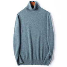 (Blue, 50 / 175) Men Slim Turtleneck Wool Cashmere Sweater Winter Solid Color Warm Base Tops