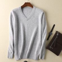 (Light Gray, XXL) New Men's Cashmere Sweater Soft V-neck Casual Pullover Winter Warm Sweater
