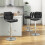 (Black) Modern Adjustable Bar Stools, Set of 2, PU Leather 5