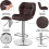 (Brown) Modern Adjustable Bar Stools, Set of 2, PU Leather 6