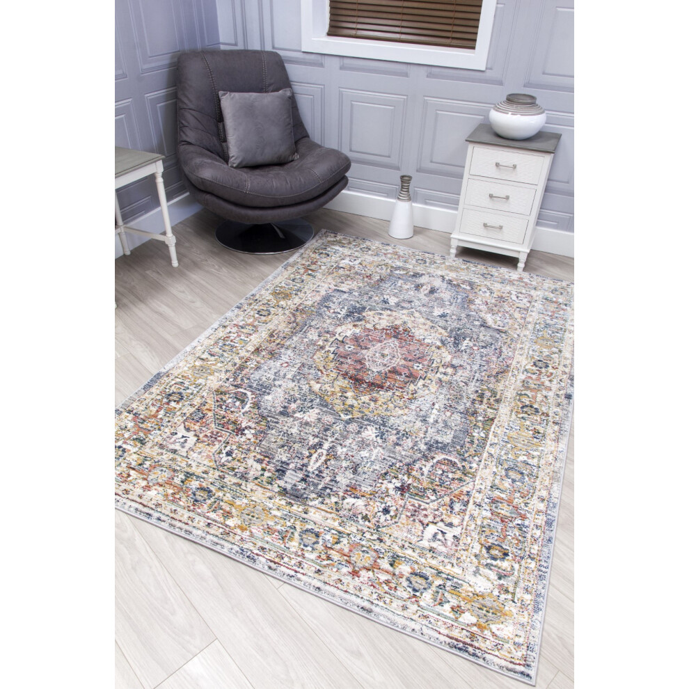 (80cm x 150cm, Grey) Boho Medallion Rug Large Small Living Room Mat-image-OPC-PFWT69R-NEW