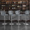 (Dark Grey) Modern Adjustable Bar Stools, Set of 2, PU Leather 6