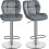 (Dark Grey) Modern Adjustable Bar Stools, Set of 2, PU Leather 8