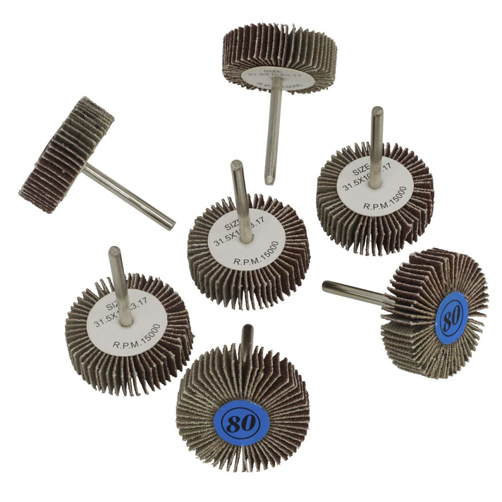 Sealey Rotary Tool Abrasive Flap Wheel Set 30mm 7pc RTA7FW