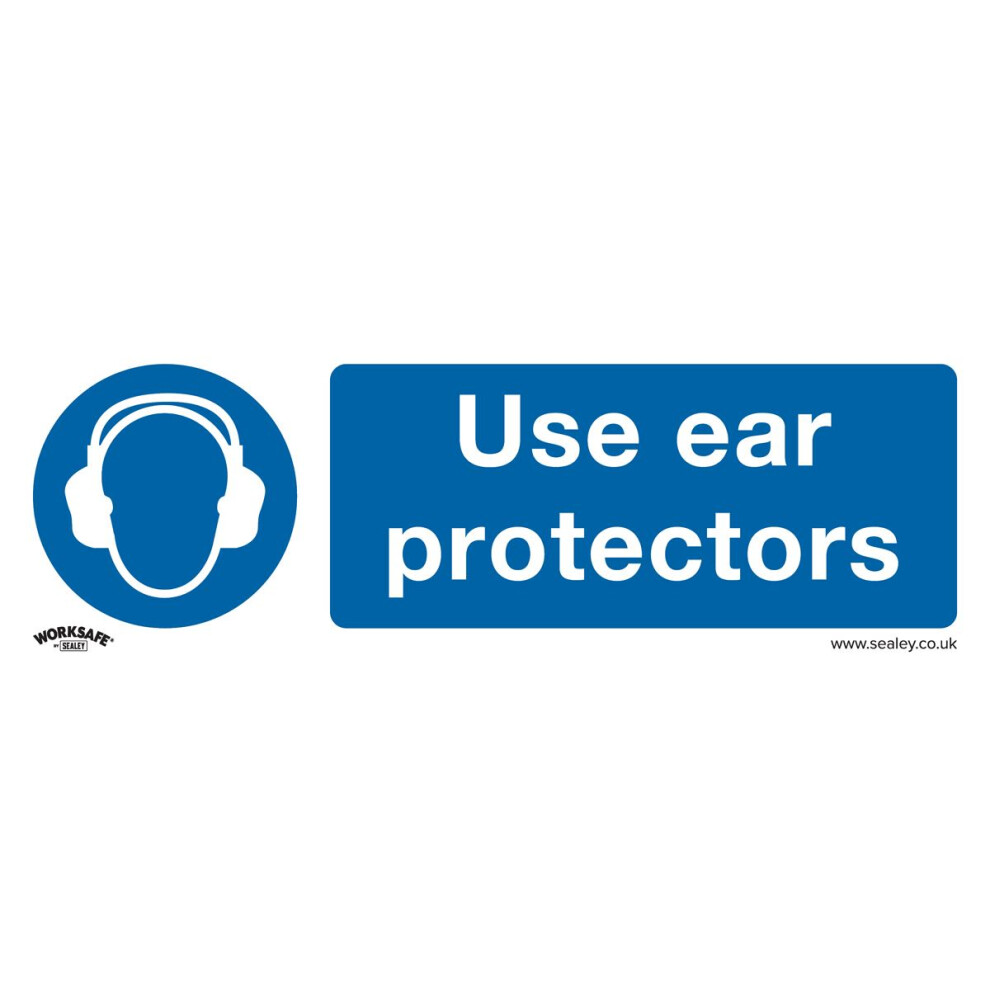 Sealey Worksafe® Use Ear Protectors Safety Sign, Rigid Plastic - Pack of 10 SS10P10