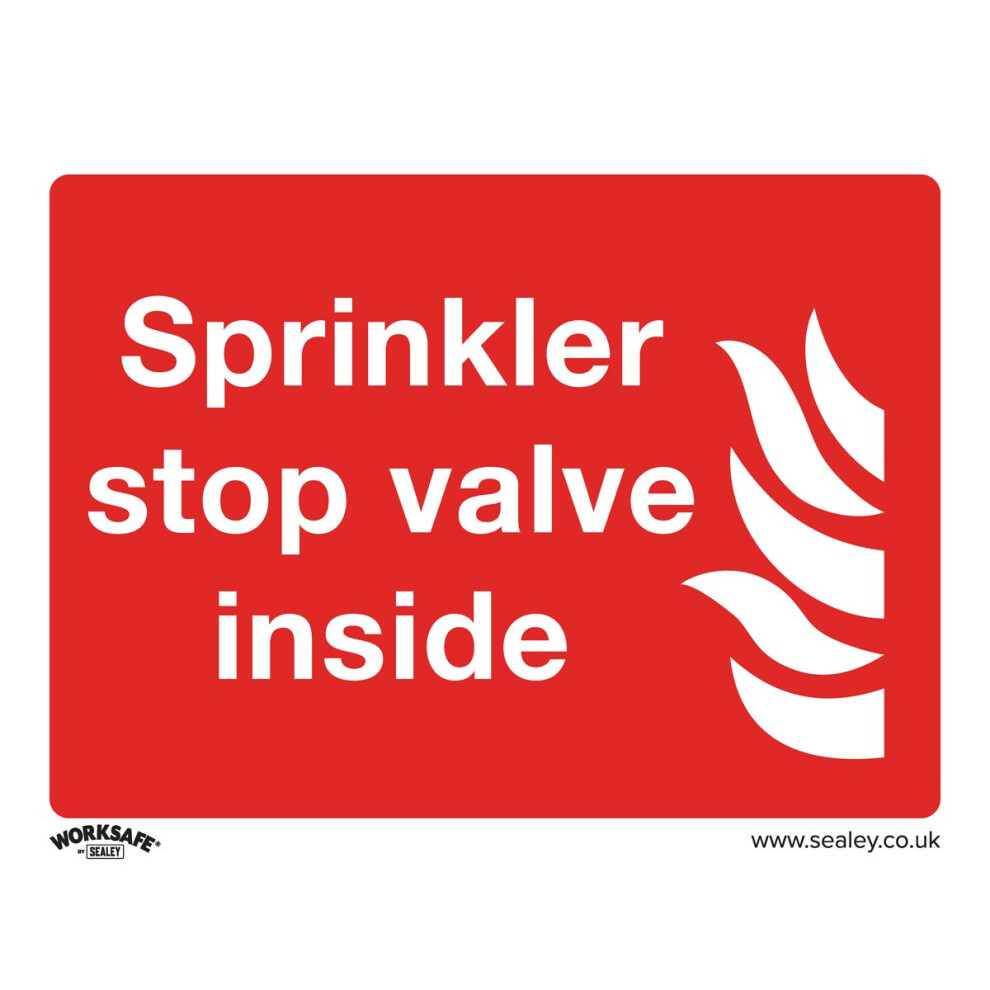 Sealey Worksafe® Sprinkler Stop Valve Safety Sign, Rigid Plastic - Pack of 10 SS23P10