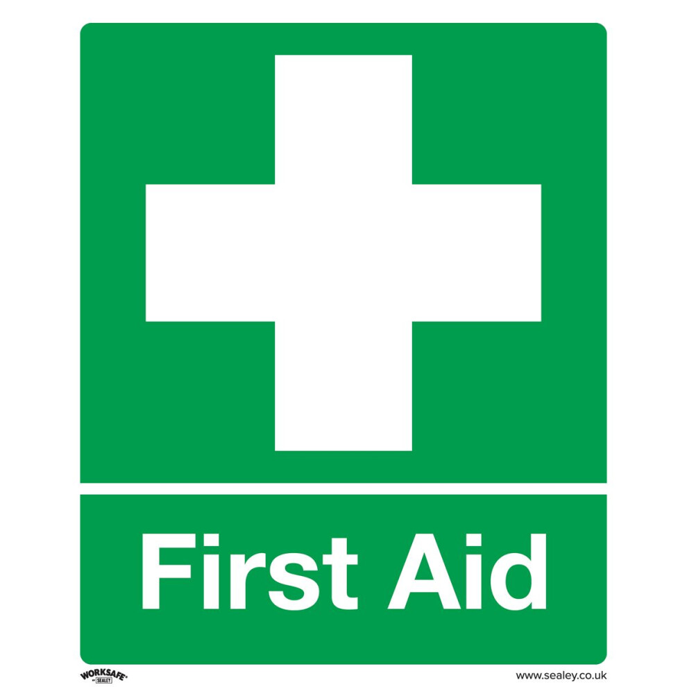 Sealey Worksafe® First Aid Safety Sign, Self-Adhesive Vinyl - Pack of 10 SS26V10
