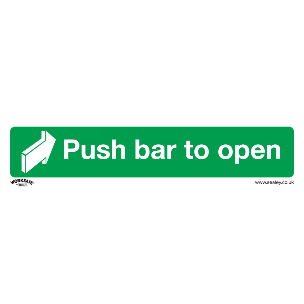 Sealey Worksafe® Push Bar To Open Safety Sign, Self-Adhesive Vinyl - Pack Of 10 Ss29v10