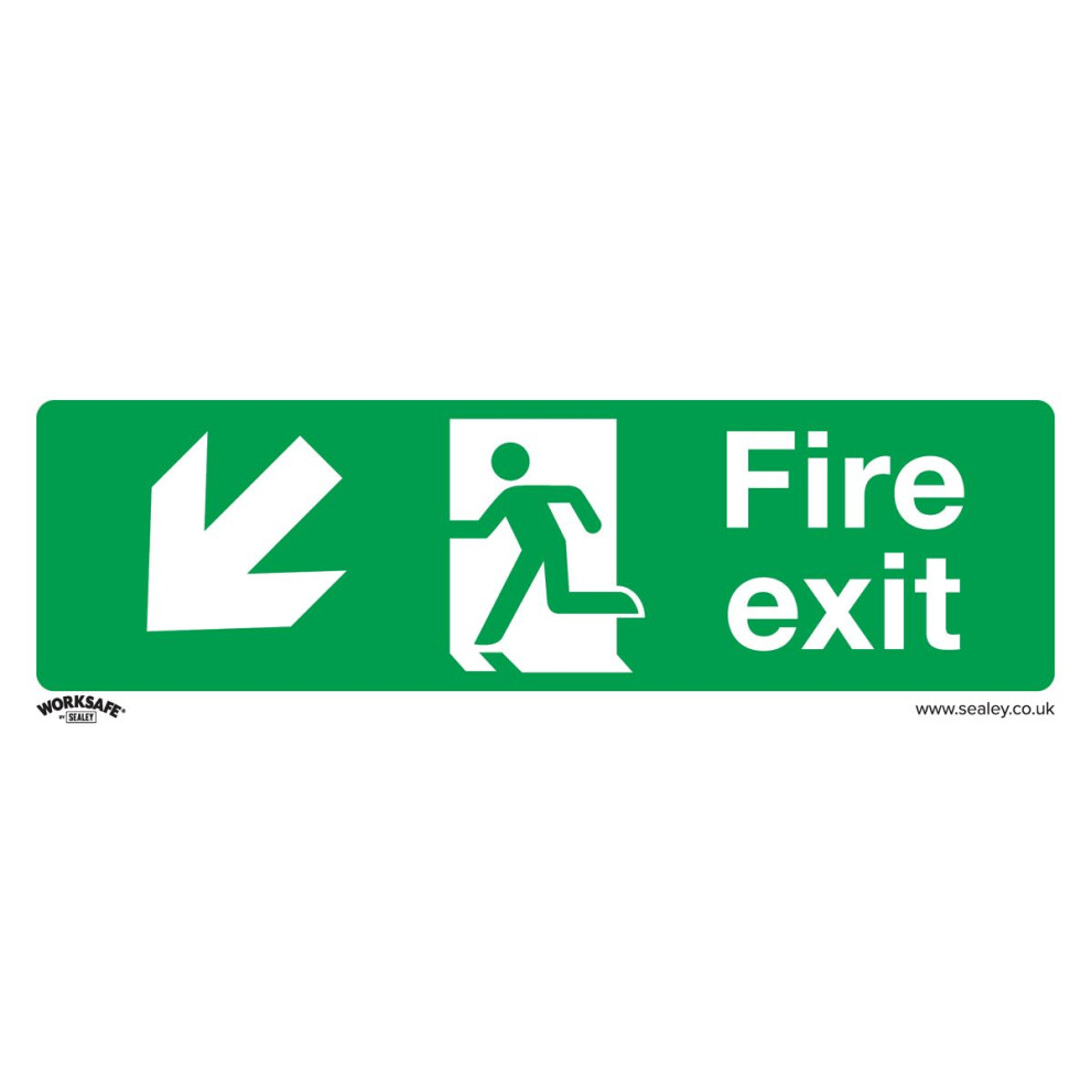 Sealey Worksafe® Fire Exit (Down Left) Safety Sign, Self-Adhesive Vinyl - Pack of 10 SS34V10