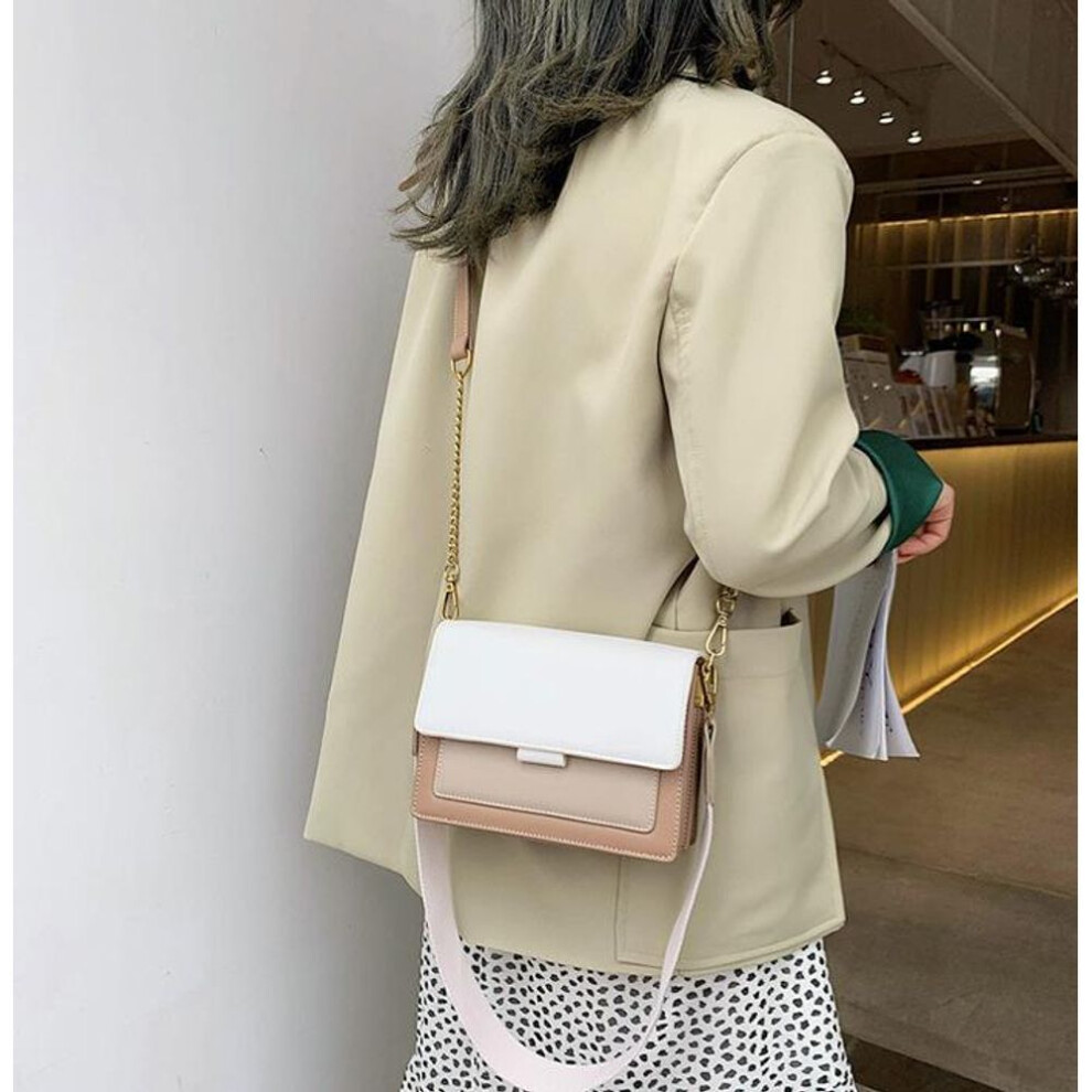 (white, 19*7*15cm) Yogodlns Fashion Contrast color Crossbody Bag Women Handbag Girls Flap Shoulder Bags Purse