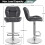 (Grey) Modern Adjustable Bar Stools, Set of 2, PU Leather 5