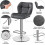 (Grey) Modern Adjustable Bar Stools, Set of 2, PU Leather 6
