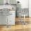 (Light Grey) Modern Adjustable Bar Stools, Set of 2, PU Leather 1
