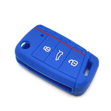 (Blue) For VW golf 7 GTI POLO T-Cross T-Roc touran Tiguan Skoda Octavia Rapid kodiaq Fabia Seat Ibiza leon Ateca Arona key case cover