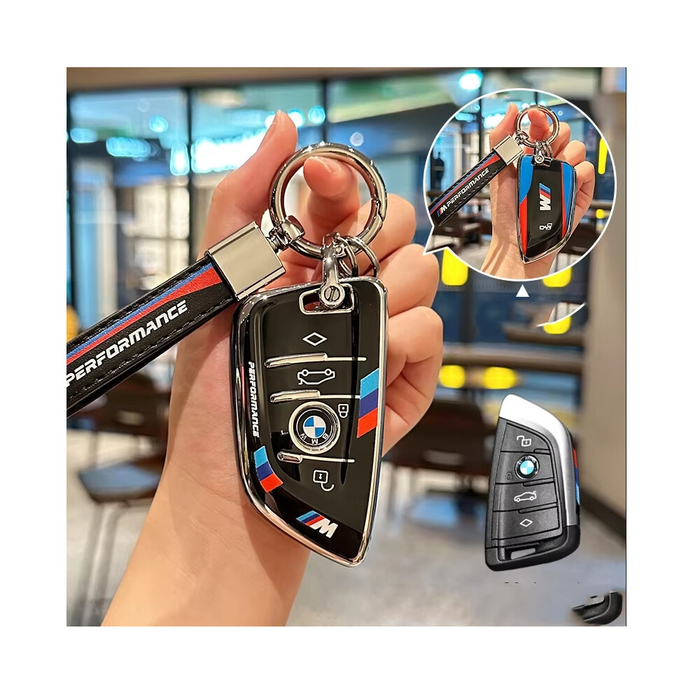 (H- Keyring) For Bmw 1 2 3 5 7 Series X1 F48 X3 G20 X4 X5 G05 X6 F16 M40i M440i G02 G31 G23 F34 F15 F40 Ix3 Plastics Key Case Car Key Cover Black 6925844174851