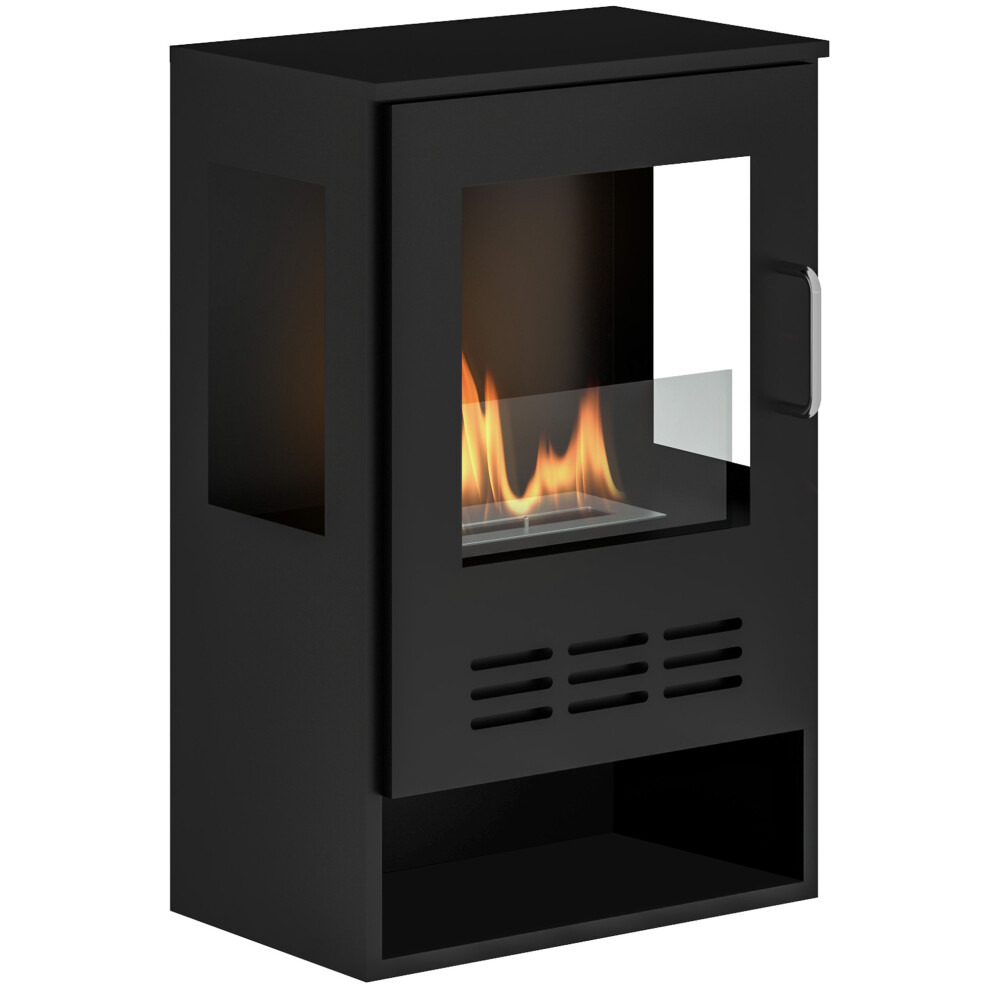 HOMCOM Ethanol Fireplace Stove With Shelf, 0.9L, Burns For Up To 3.3 Hours