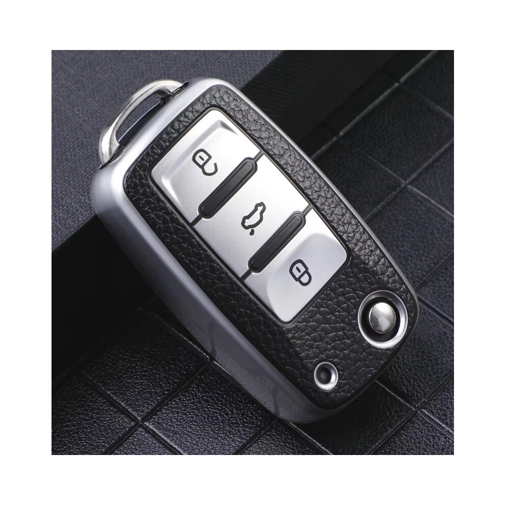 (Silver) Tpu Car Key Case Cover For Vw Polo Jetta Tiguan Passat Golf Beetle Scirocco Skoda Octavia Fabia Seat Ibiza Leon Auto Accessaries Silver 6925101514505