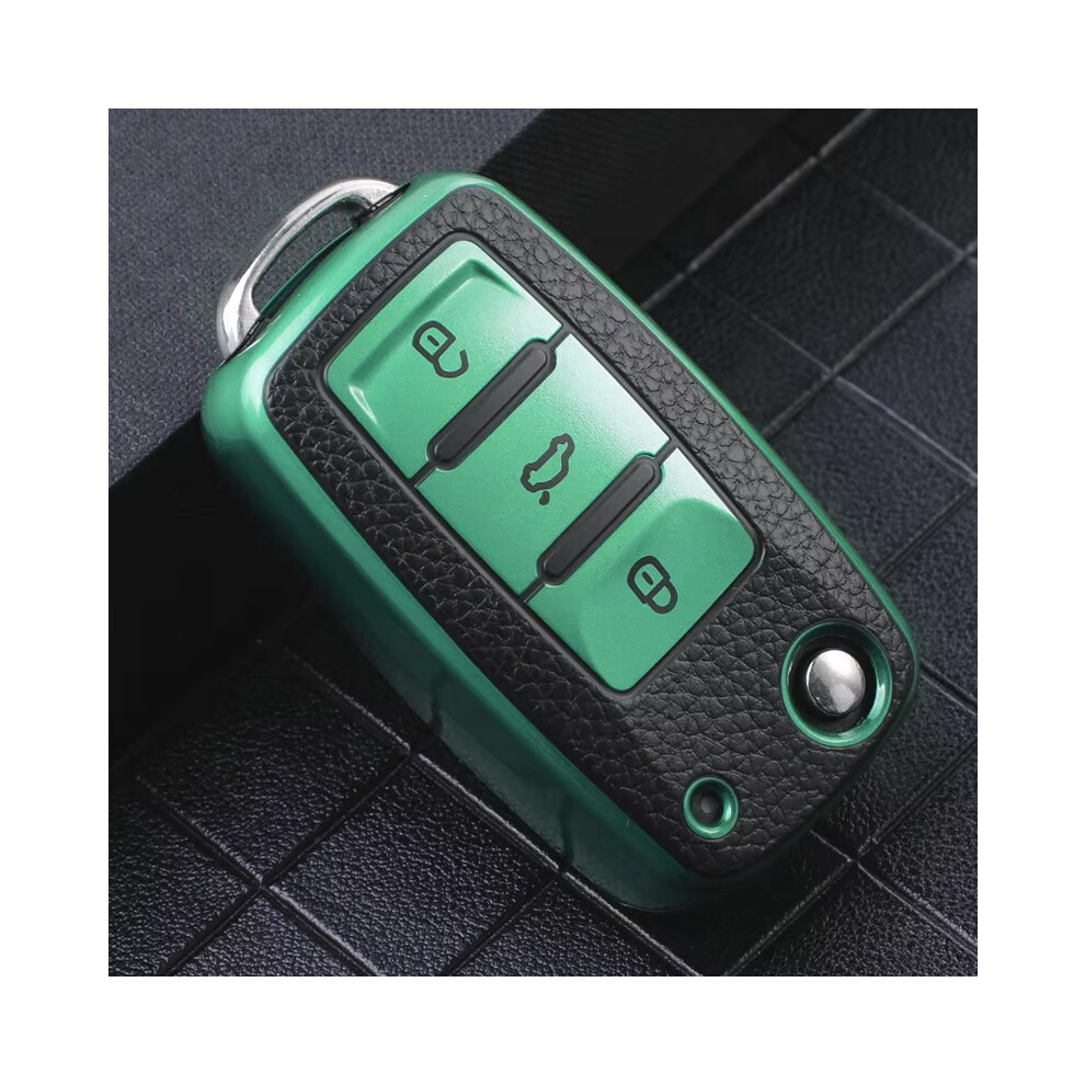 (Green) Tpu Car Key Case Cover For Vw Polo Jetta Tiguan Passat Golf Beetle Scirocco Skoda Octavia Fabia Seat Ibiza Leon Auto Accessaries Green 6904318668423