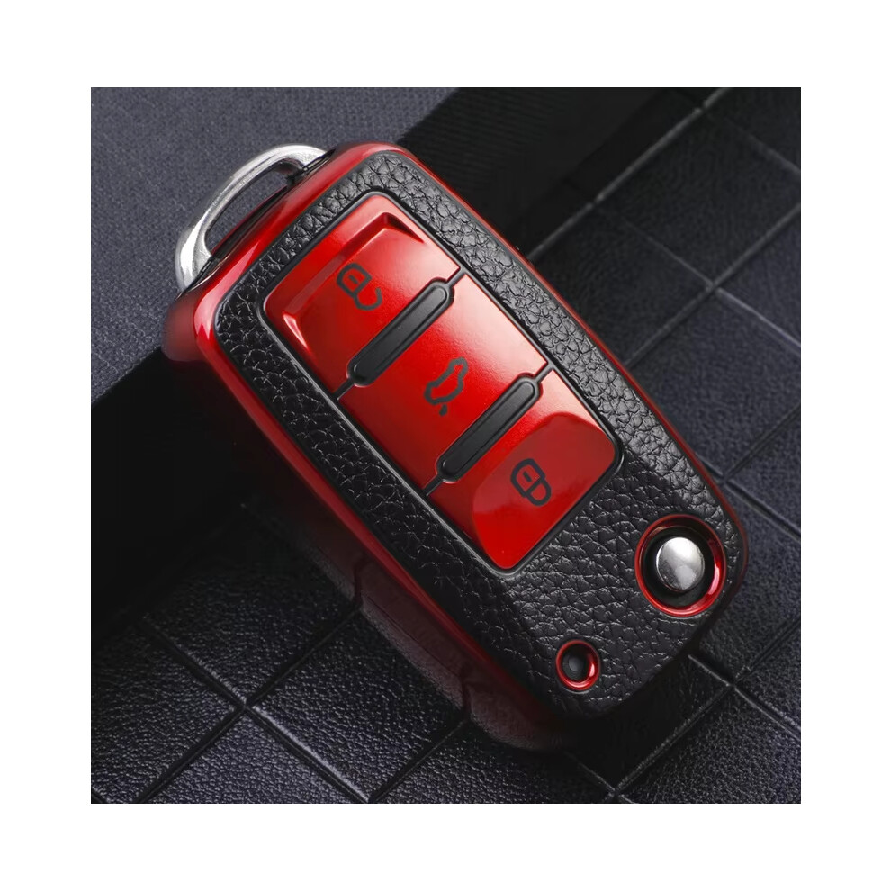 (Red) Tpu Car Key Case Cover For Vw Polo Jetta Tiguan Passat Golf Beetle Scirocco Skoda Octavia Fabia Seat Ibiza Leon Auto Accessaries Red 6922231102381