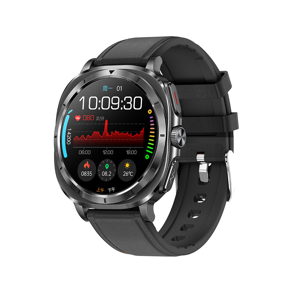 (Leather ) Non-Invasive Blood Sugar Ecg Smart Watch Spo2 Bluetooth Call Smartwatch For Samsung Ios Black 4027917216337