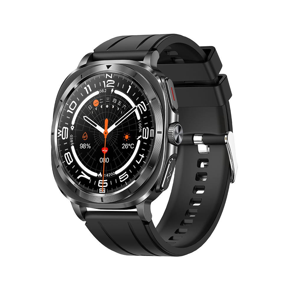 (Silicone ) Non-Invasive Blood Sugar Ecg Smart Watch Spo2 Bluetooth Call Smartwatch For Samsung Ios Black 4027917216344