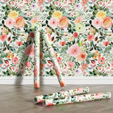 European Countryside Style Floral Self Adhesive Wallpaper Roll, 300cm